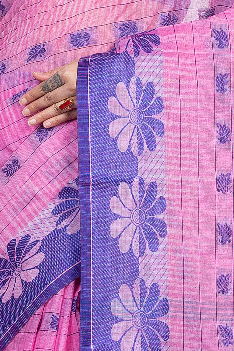 Pink Pure Cotton KotkiTat Tant Saree (890)